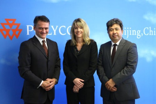 Polycom��̫�^(q��)�����ձȺ����������ޅ^(q��)����Hansjoerg Wagner (��һ)��Polycomȫ���N�ۈ�(zh��)�и�����Tracey Newell(����)��Polycom�Ї��^(q��)����(j��ng)�����(��һ)